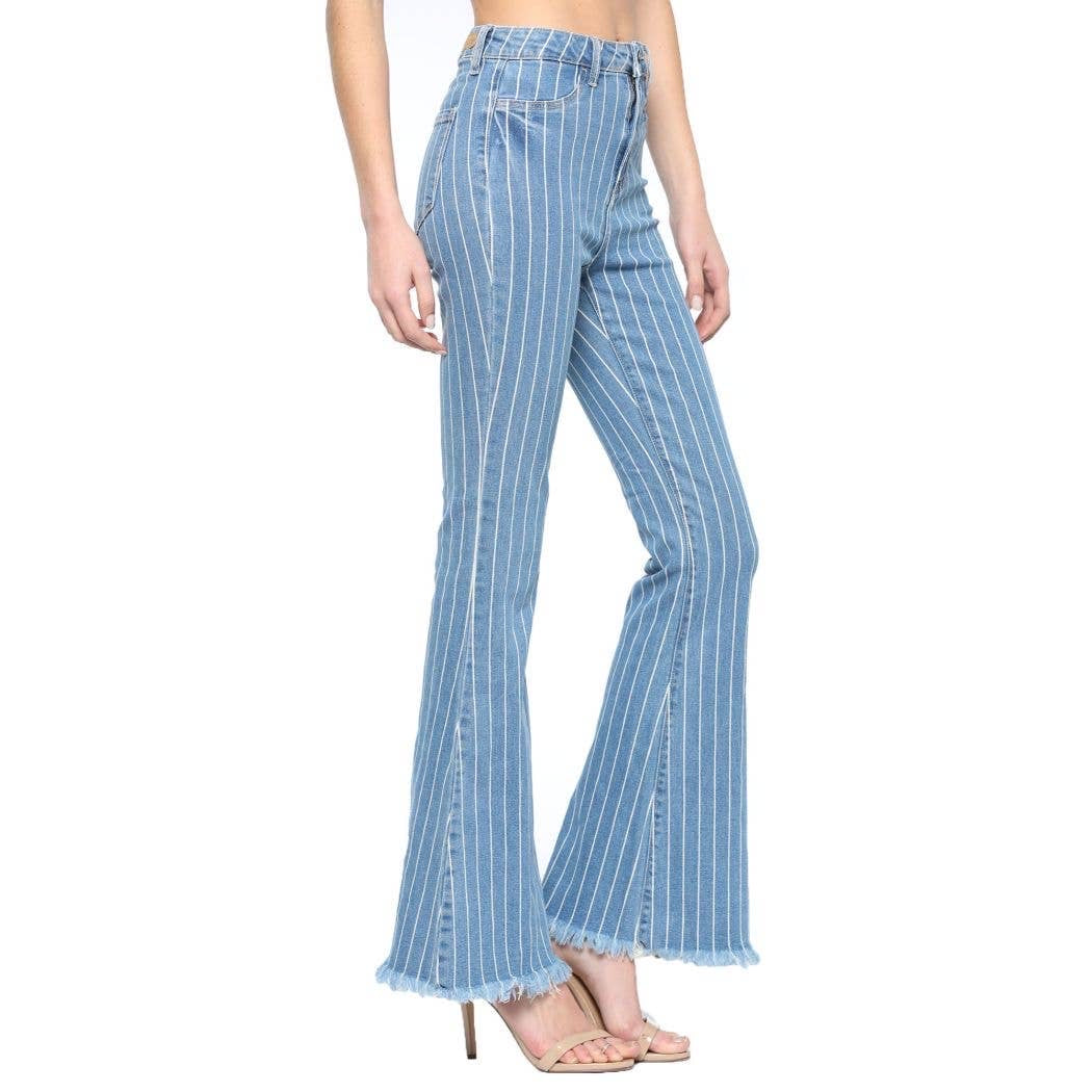 High-Rise Striped Flare Jeans - Wild Luxe Boutique
