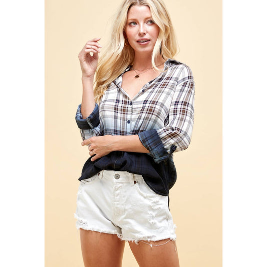 Plaid Dip Dye Ombré Shirt - Wild Luxe Boutique