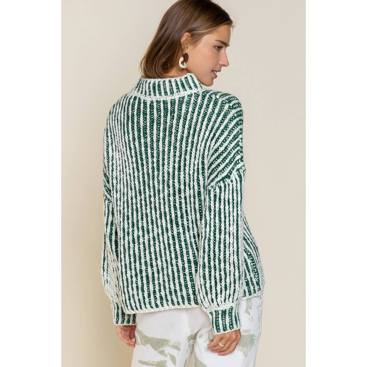 Two-Tone Woven Mock Neck Sweater - Wild Luxe Boutique