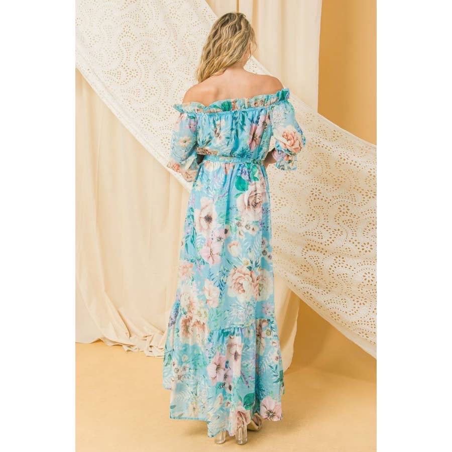 Floral Print Ruffled Maxi Dress - Wild Luxe Boutique