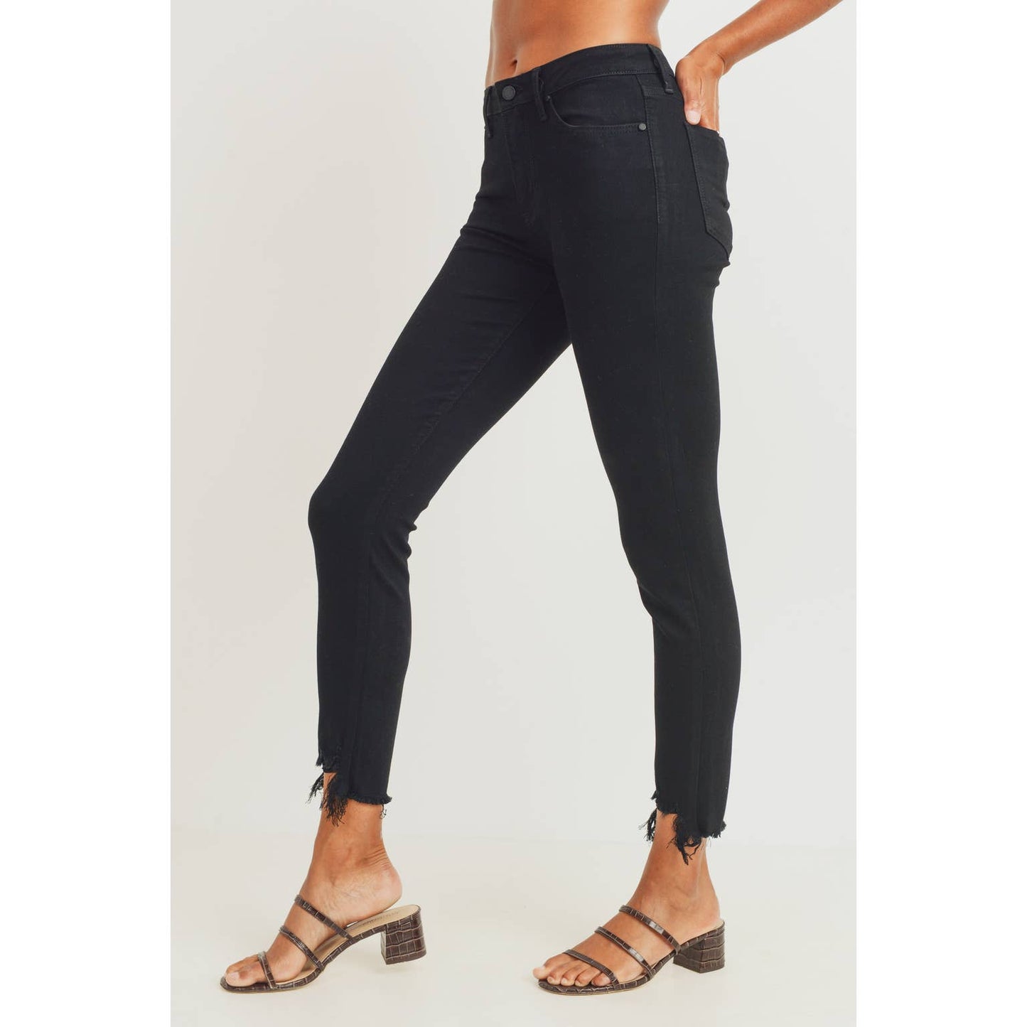 Millie Black Ripped Hem Skinny Jeans - Wild Luxe Boutique