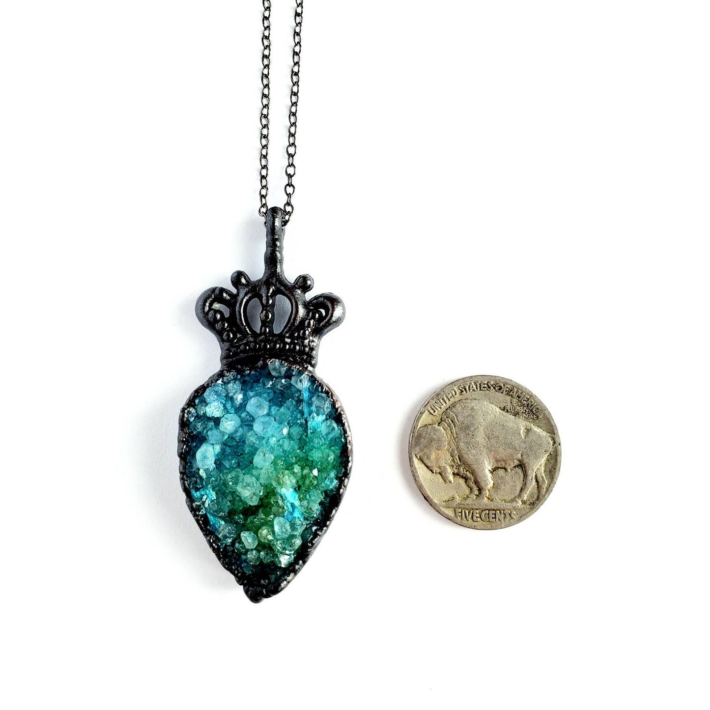 Blue Druzy Crown Necklace - Wild Luxe Boutique