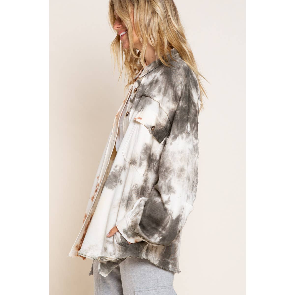 Tie Dye Utility Jacket in Toasted Coffee - Wild Luxe Boutique