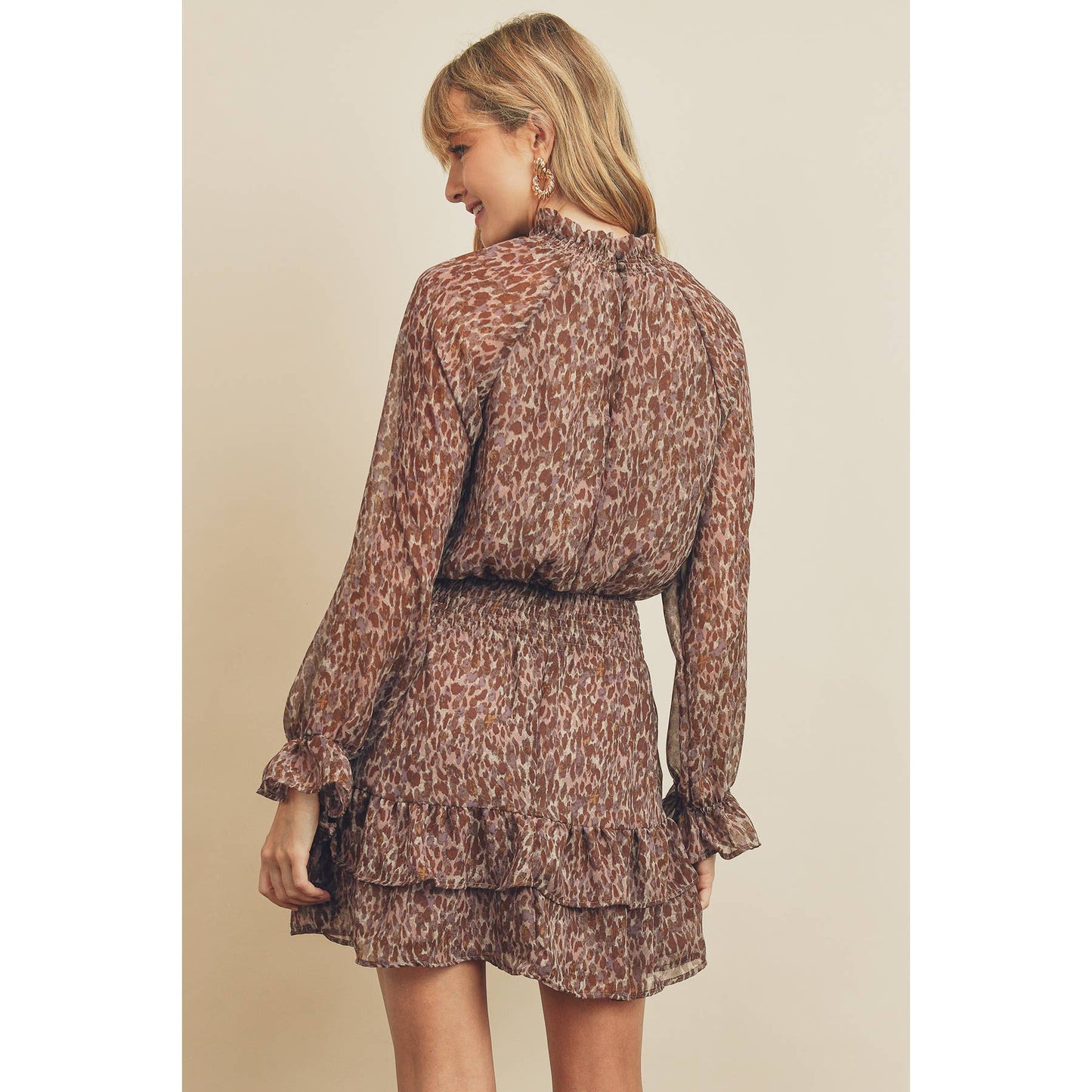 Leopard Mock-Neck Mini Dress