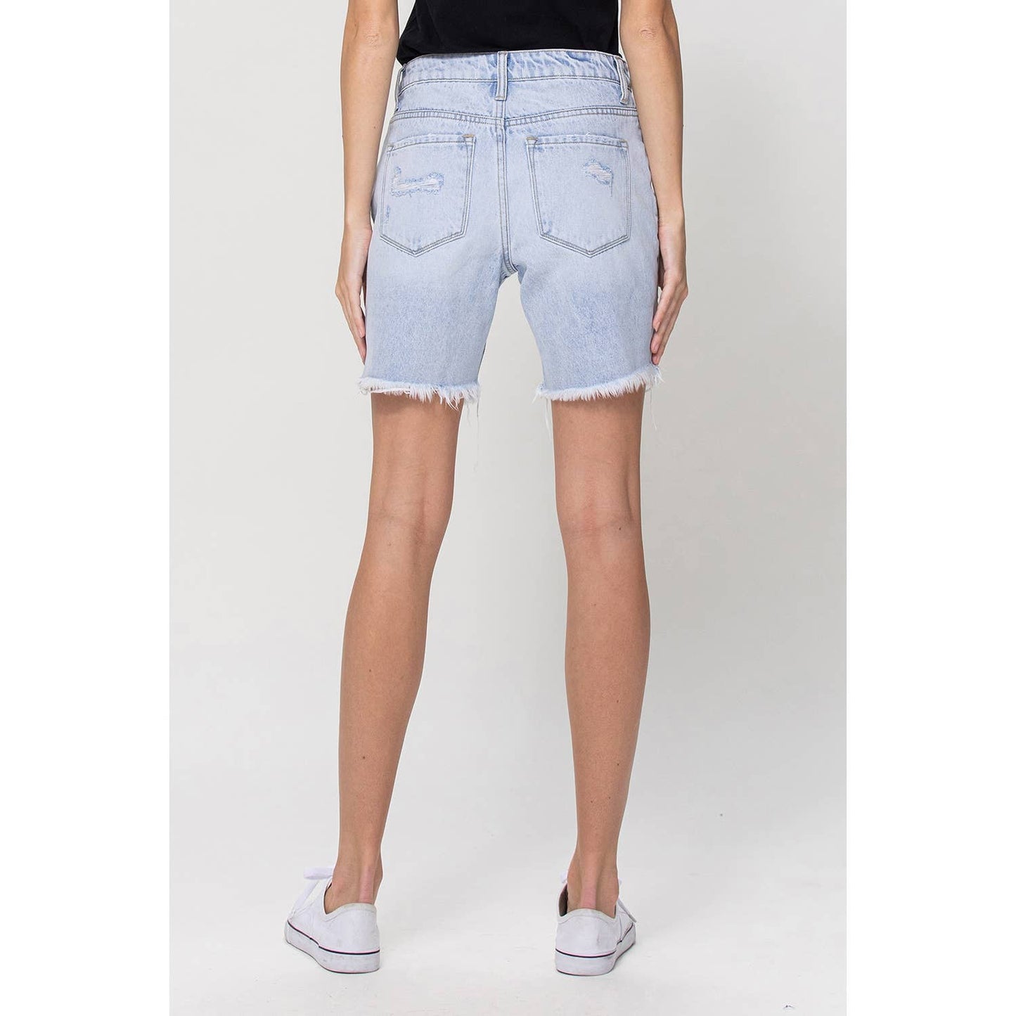 Upstanding High Rise Cross Over Boyfriend Shorts