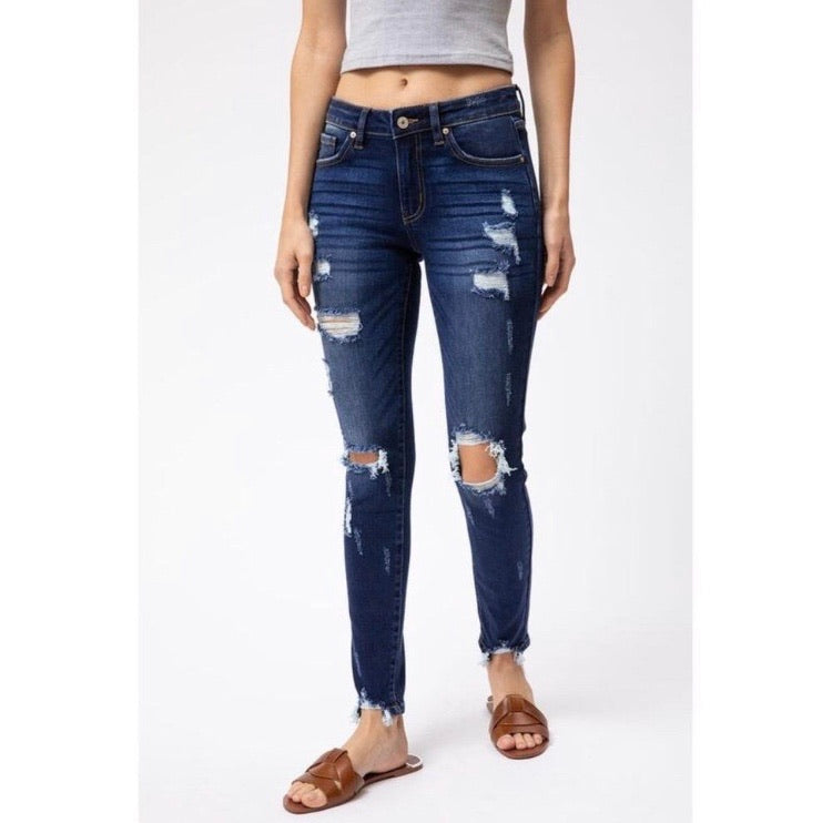 Opal Mid-Rise Super Skinny Distressed Jeans - Wild Luxe Boutique