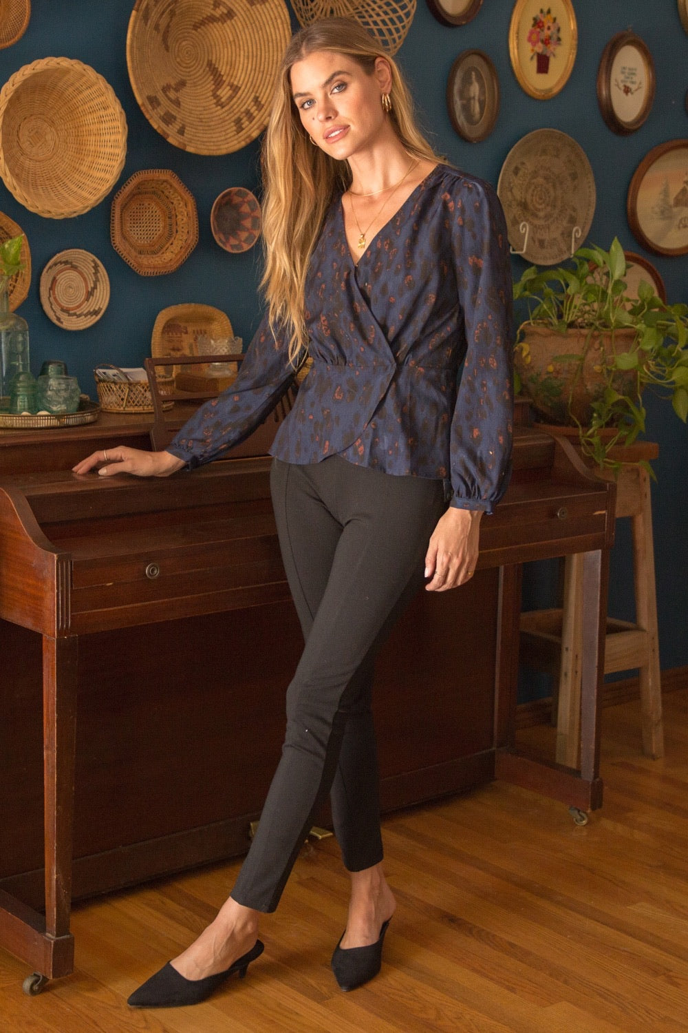 Leopard Print Wrap Blouse - Wild Luxe Boutique