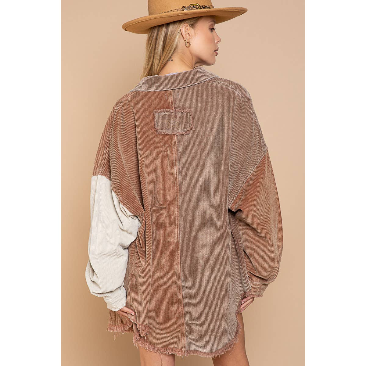 Chocolate Colorblock Corduroy Shacket - Wild Luxe Boutique