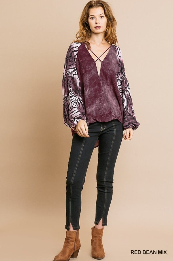 Zebra Print Hi-Lo Blouse - Wild Luxe Boutique