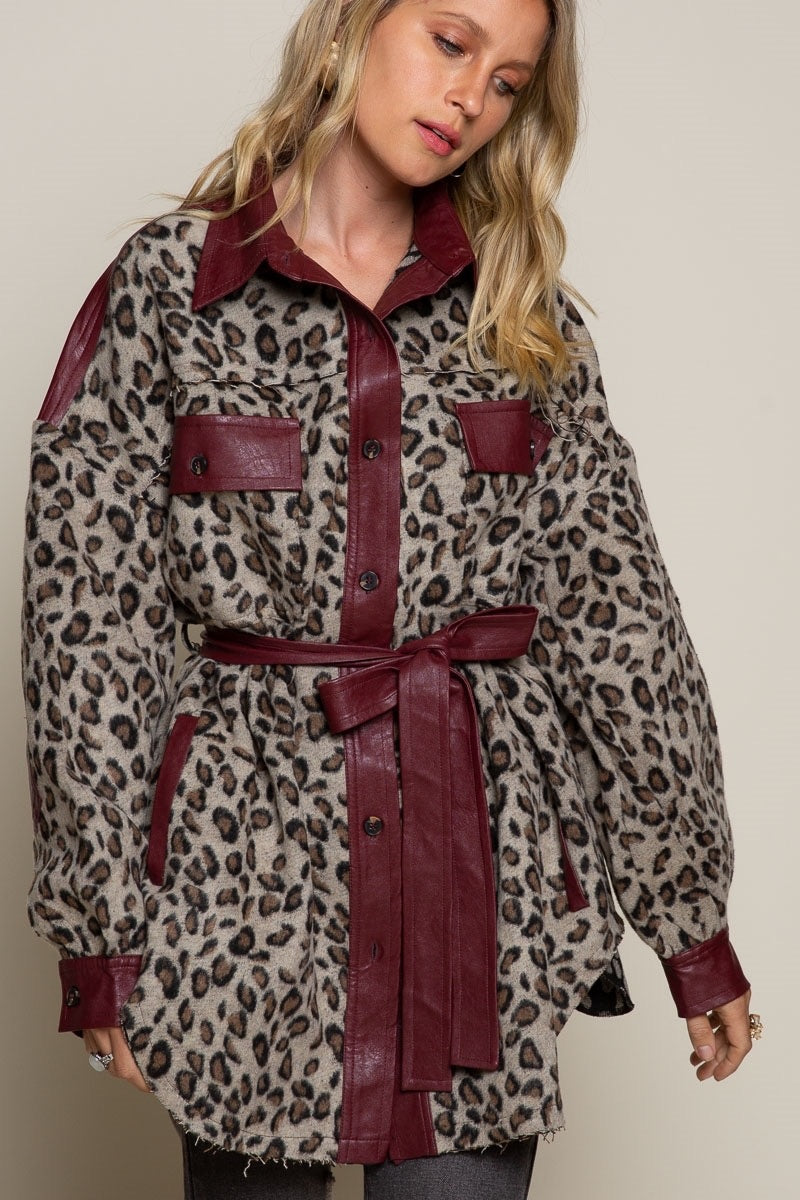 Leopard Print Leather Trench Coat - Wild Luxe Boutique
