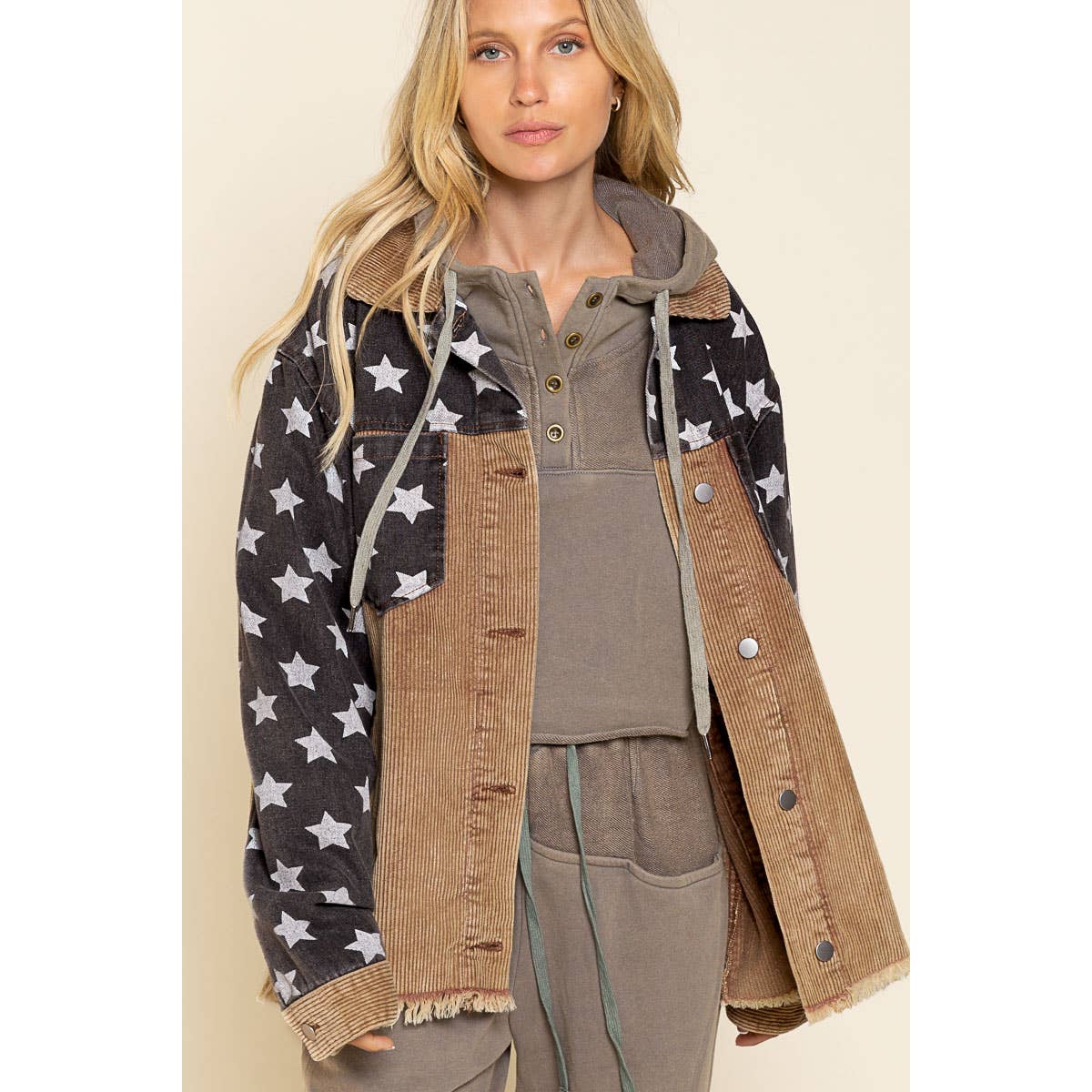Corduroy Star Print Jacket - Wild Luxe Boutique