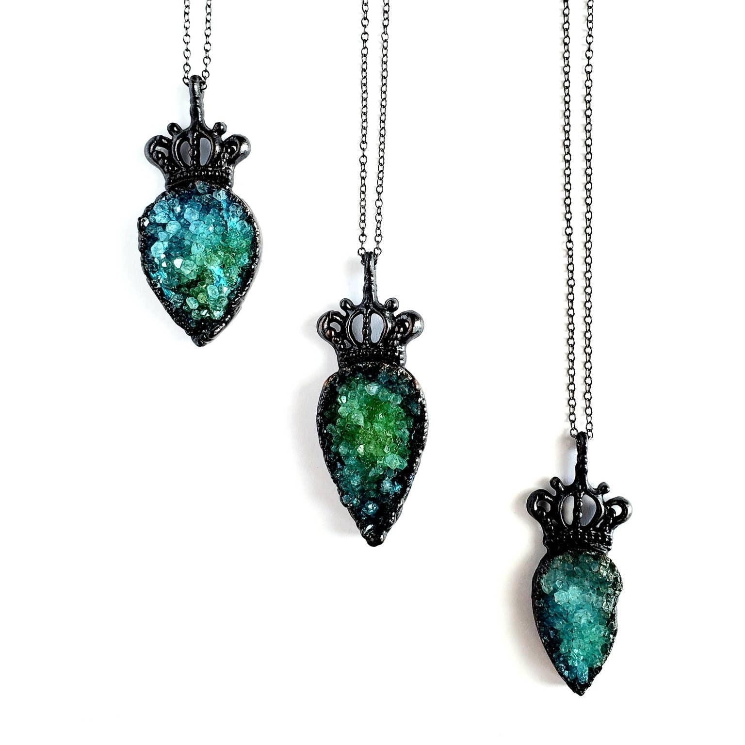 Blue Druzy Crown Necklace - Wild Luxe Boutique