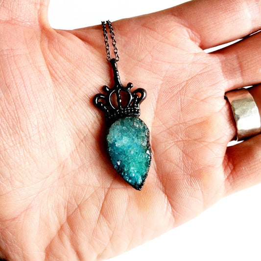 Blue Druzy Crown Necklace - Wild Luxe Boutique