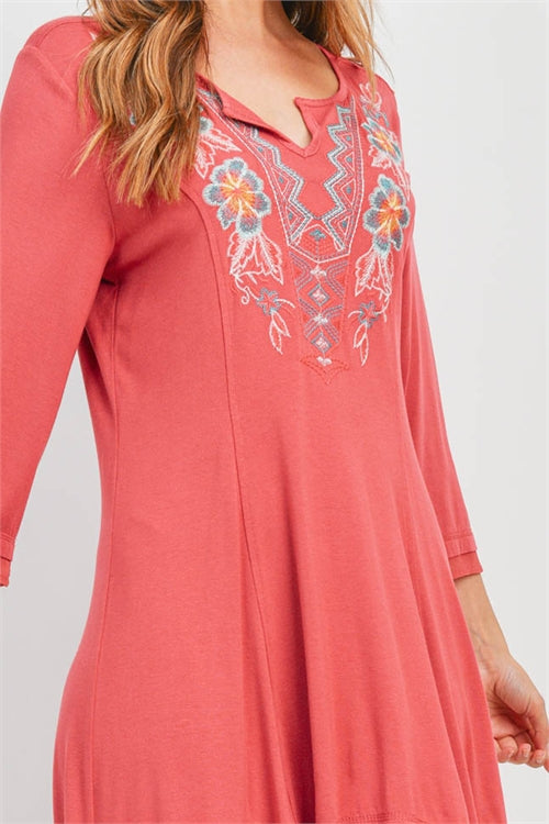Embroidered Asymmetrical Hem Dress - Wild Luxe Boutique