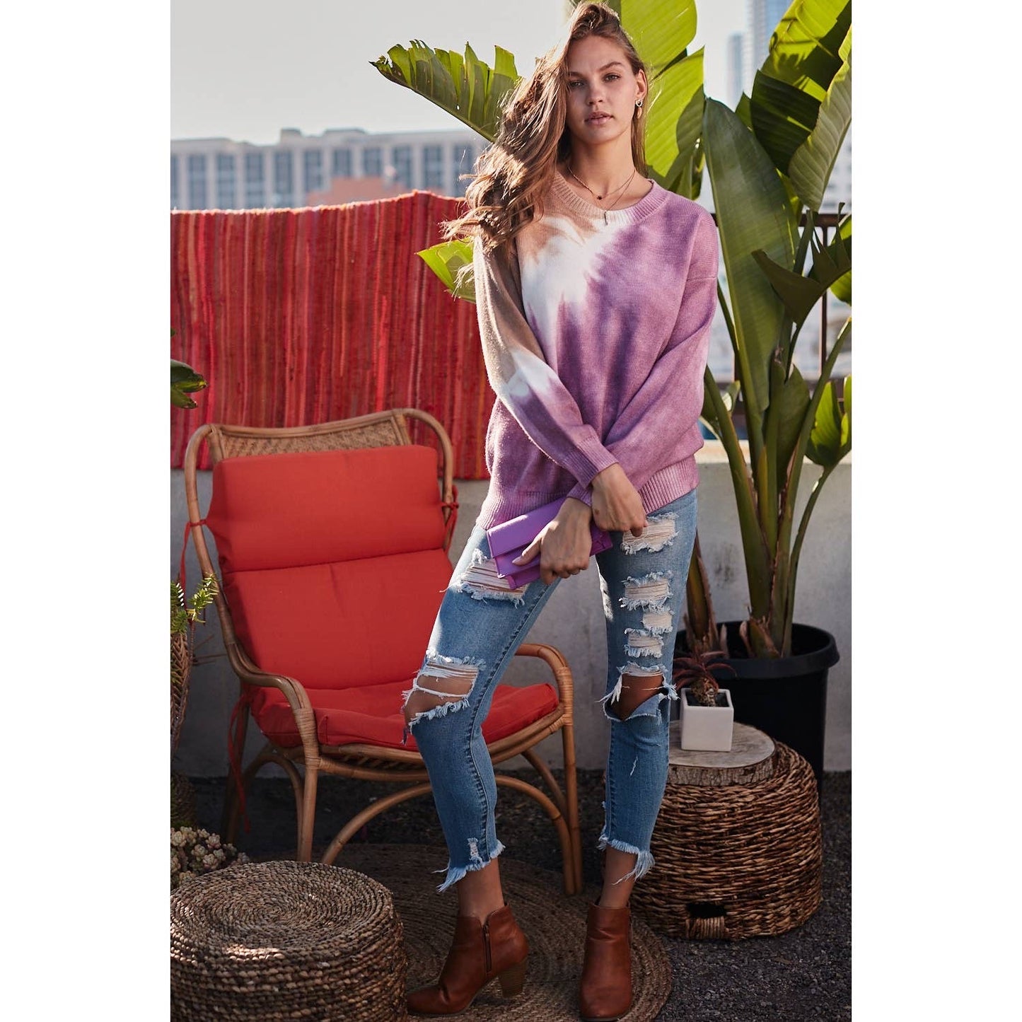 Dusty Lavender Tie Dye Sweater - Wild Luxe Boutique