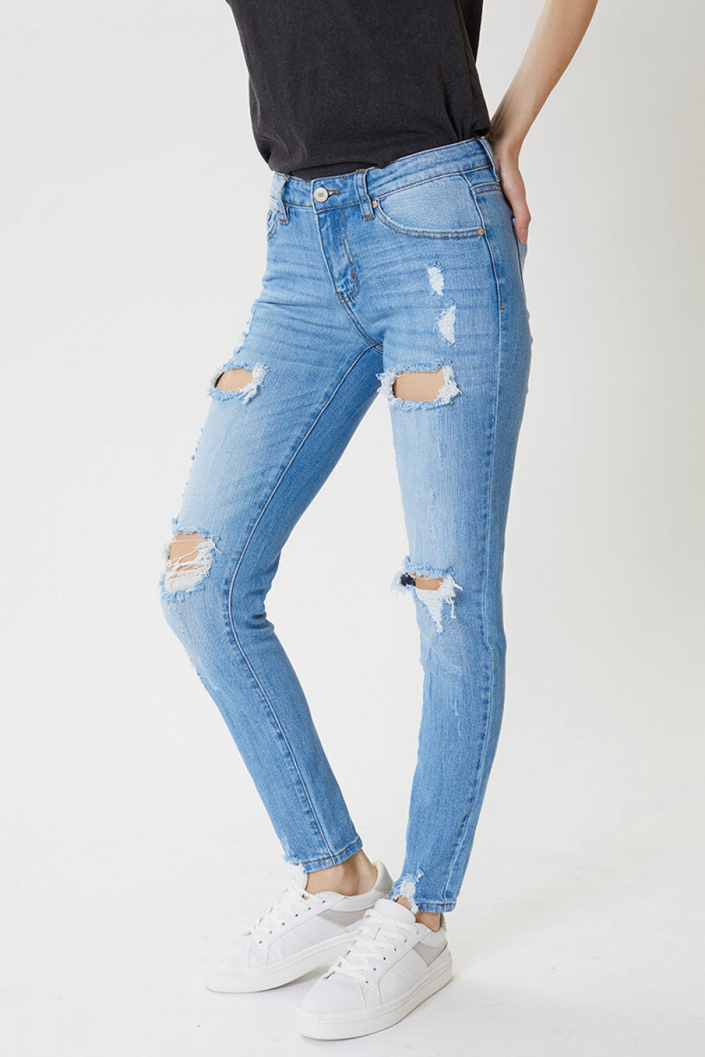 Nora Distressed Frayed Skinny Jeans - Wild Luxe Boutique