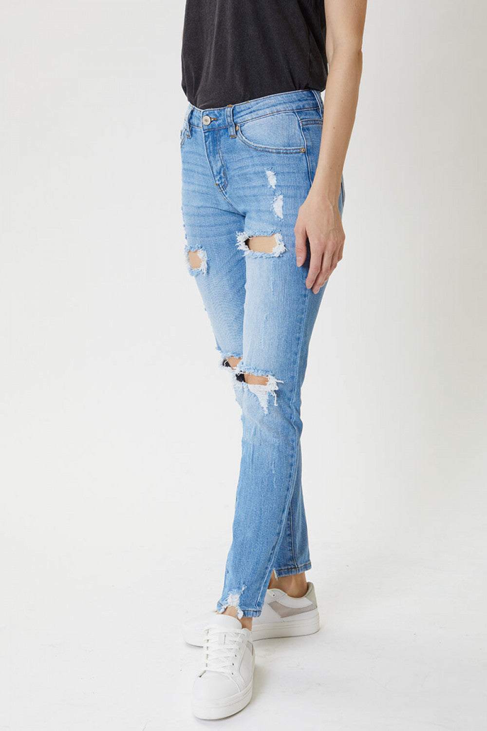 Nora Distressed Frayed Skinny Jeans - Wild Luxe Boutique