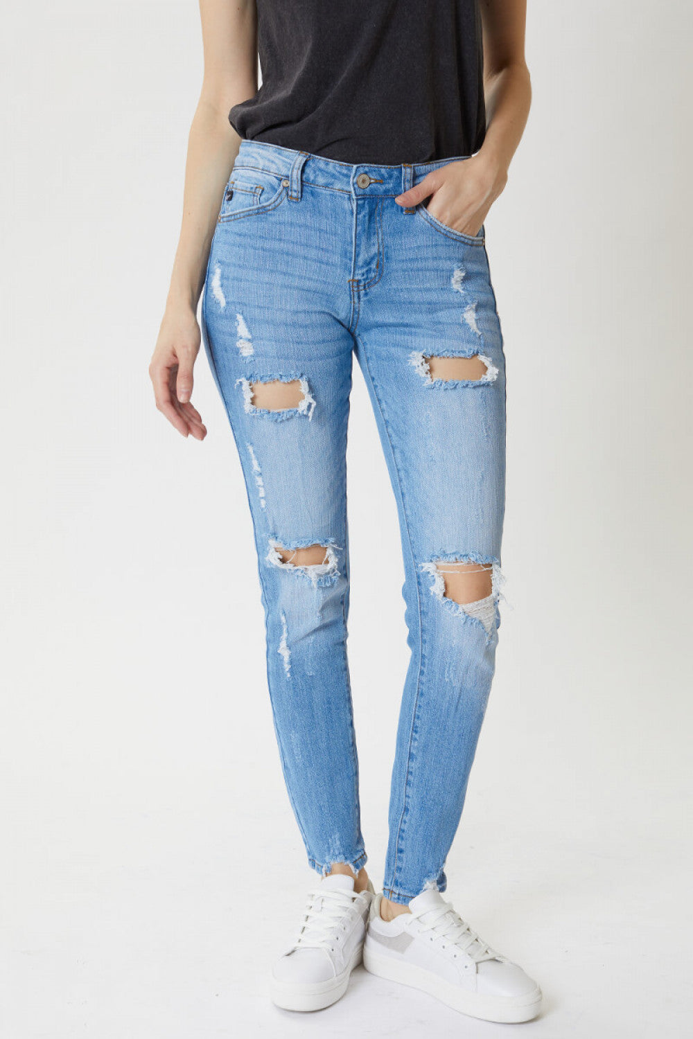 Nora Distressed Frayed Skinny Jeans - Wild Luxe Boutique