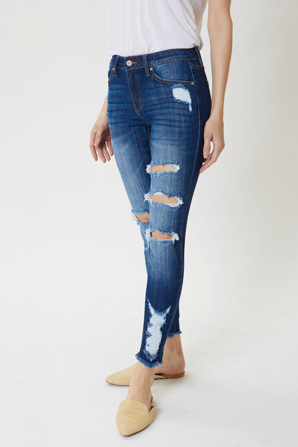 Emma Distressed Frayed Skinny Jeans - Wild Luxe Boutique