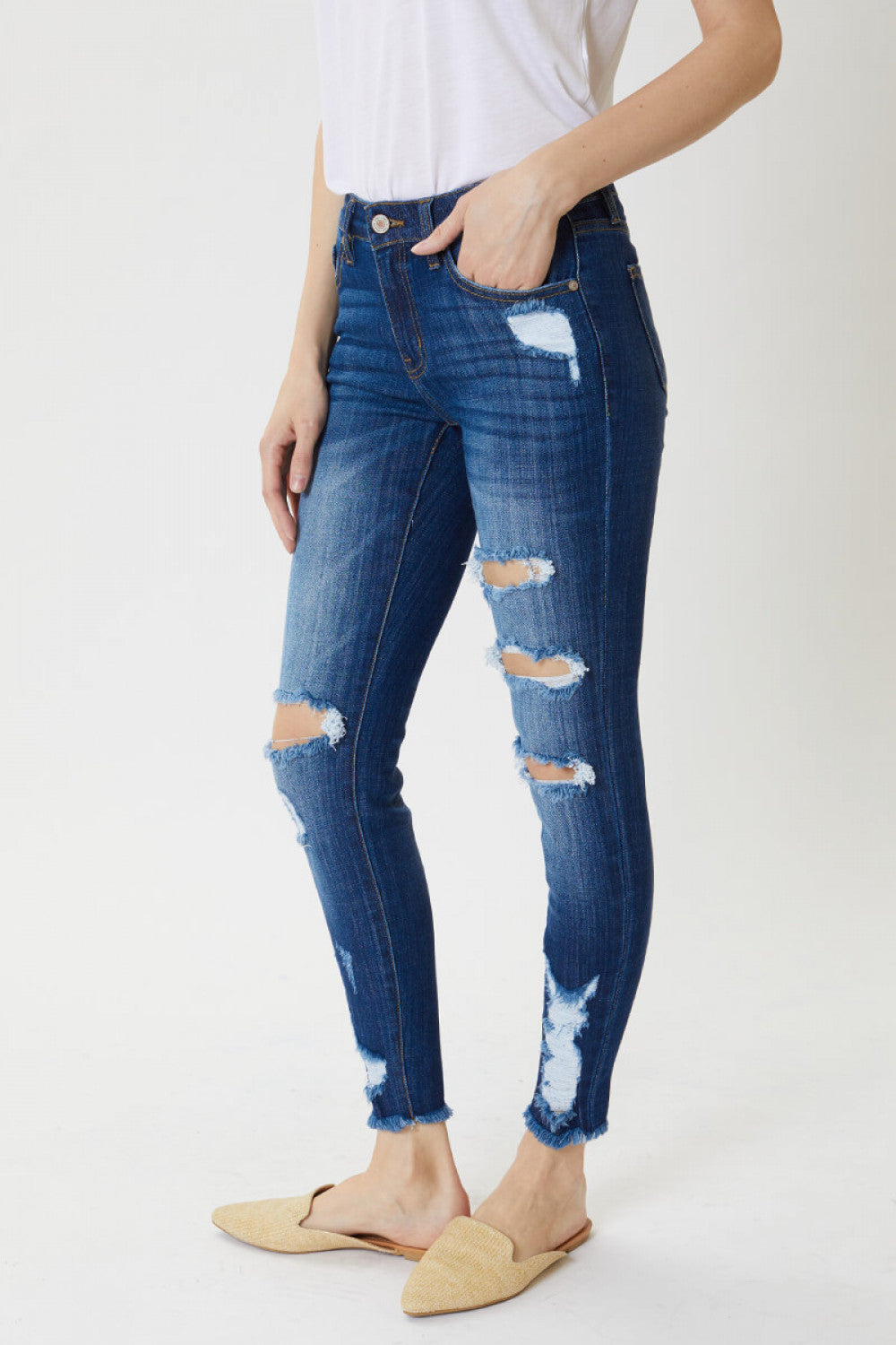 Emma Distressed Frayed Skinny Jeans - Wild Luxe Boutique