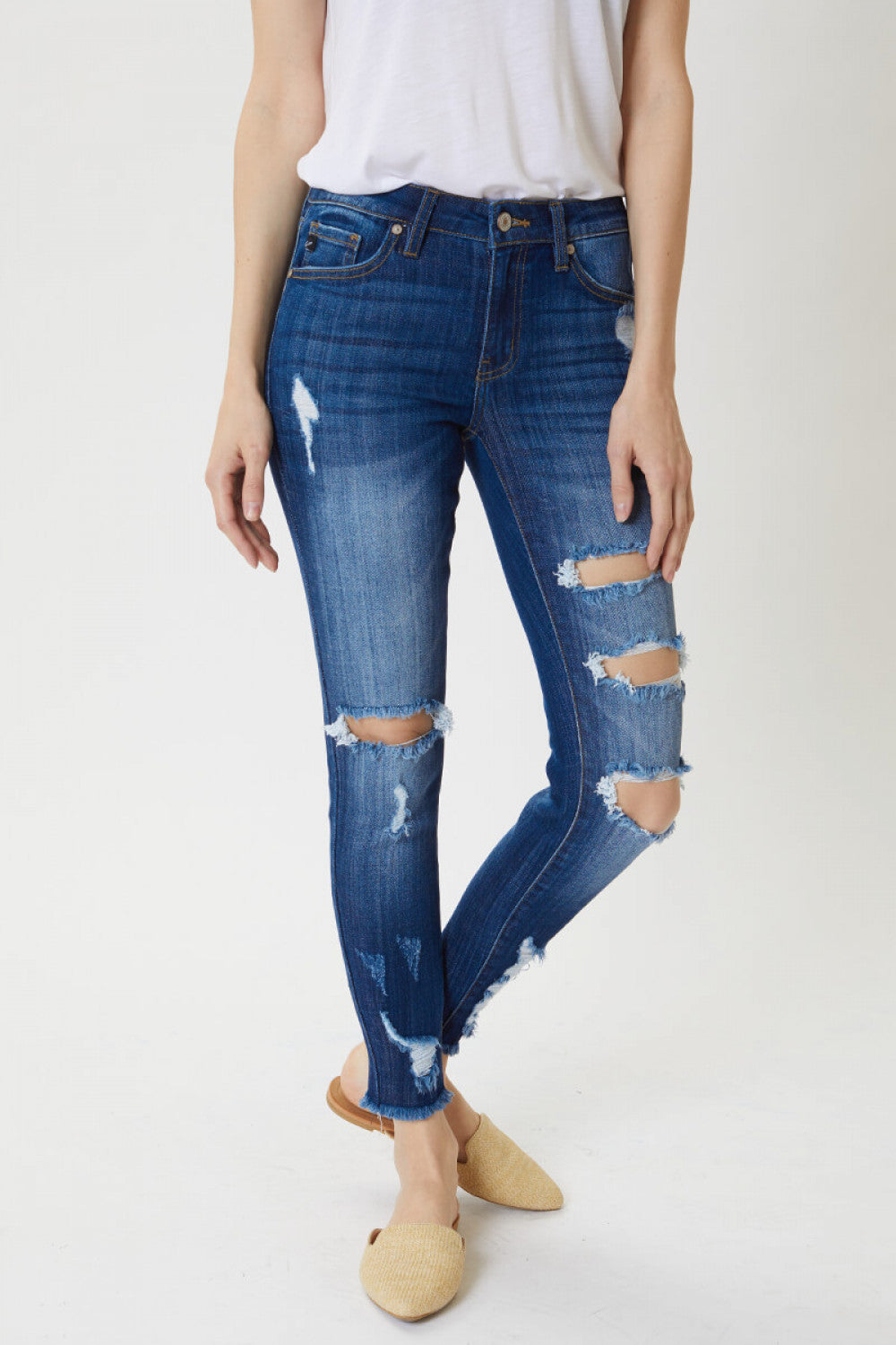 Emma Distressed Frayed Skinny Jeans - Wild Luxe Boutique
