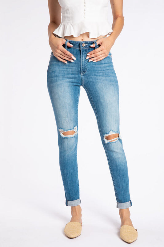Penelope Distressed Cuffed Skinny Jeans - Wild Luxe Boutique