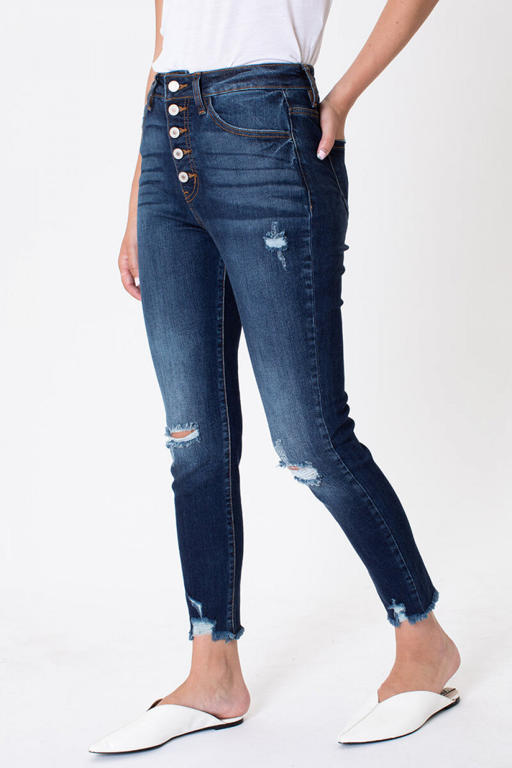 Ava Frayed Ankle Skinny Jeans - Wild Luxe Boutique