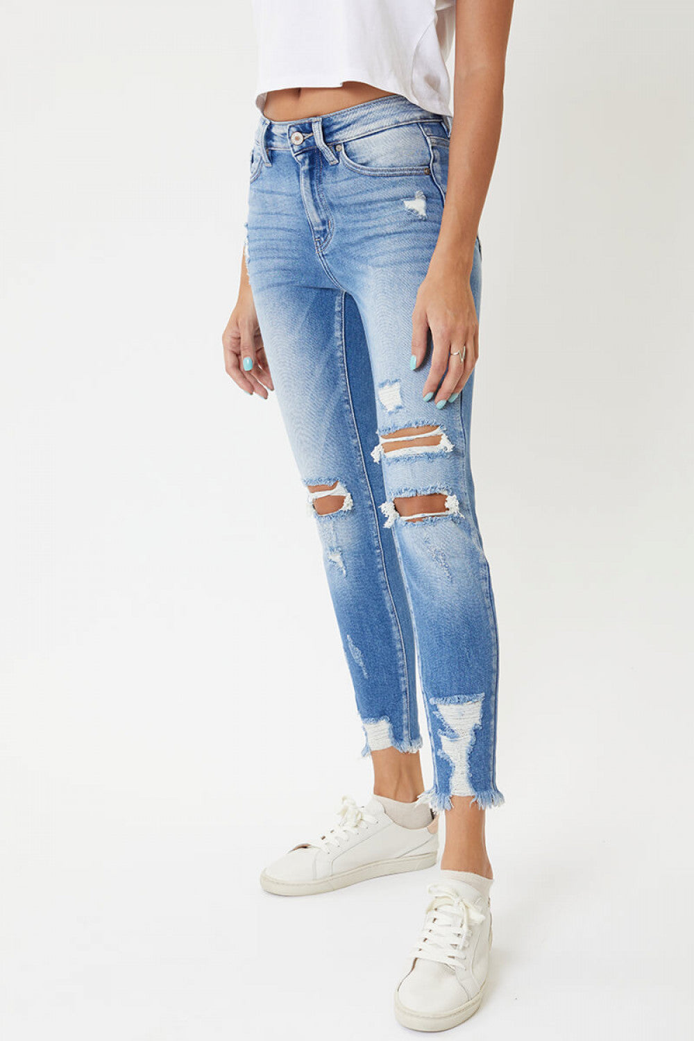 Hannah Distressed Frayed Skinny Jeans - Wild Luxe Boutique