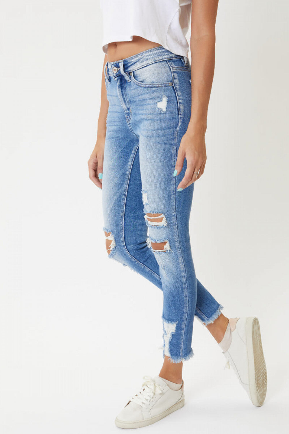 Hannah Distressed Frayed Skinny Jeans - Wild Luxe Boutique