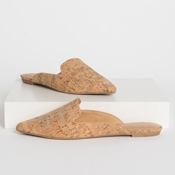 Natural Cork Flat Mules - Wild Luxe Boutique