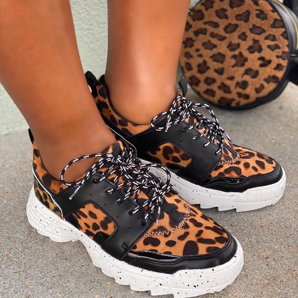 Black Leopard Print Platform Sneaker Wild Luxe Boutique