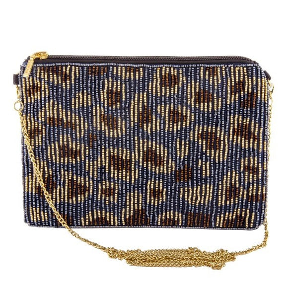Hematite Beaded Leopard Crossbody Clutch - Wild Luxe Boutique