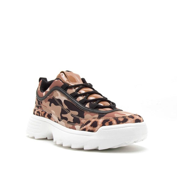 Desert Camouflage Leopard Chunky Heel Sneakers - Wild Luxe Boutique