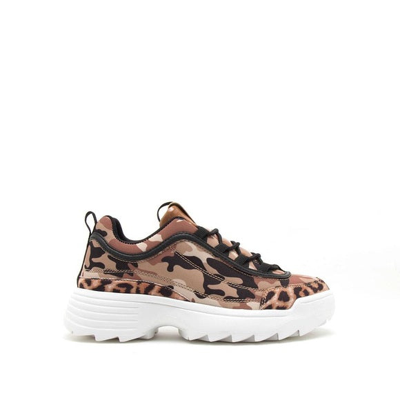 Desert Camouflage Leopard Chunky Heel Sneakers - Wild Luxe Boutique