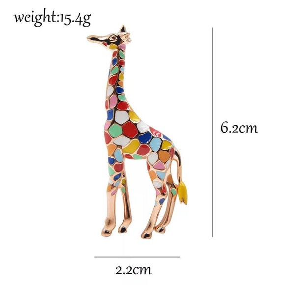 Enamel Giraffe Brooch Pin - Wild Luxe Boutique