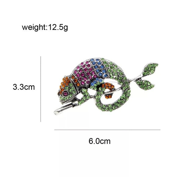Rhinestone Chameleon Lizard Brooch Pin - Wild Luxe Boutique