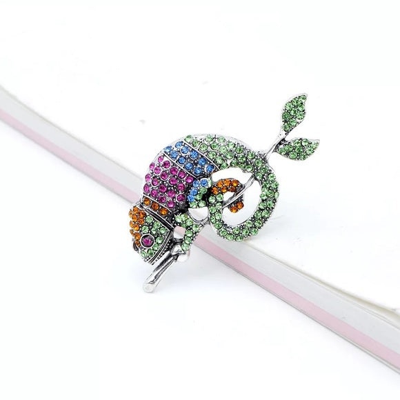 Rhinestone Chameleon Lizard Brooch Pin - Wild Luxe Boutique