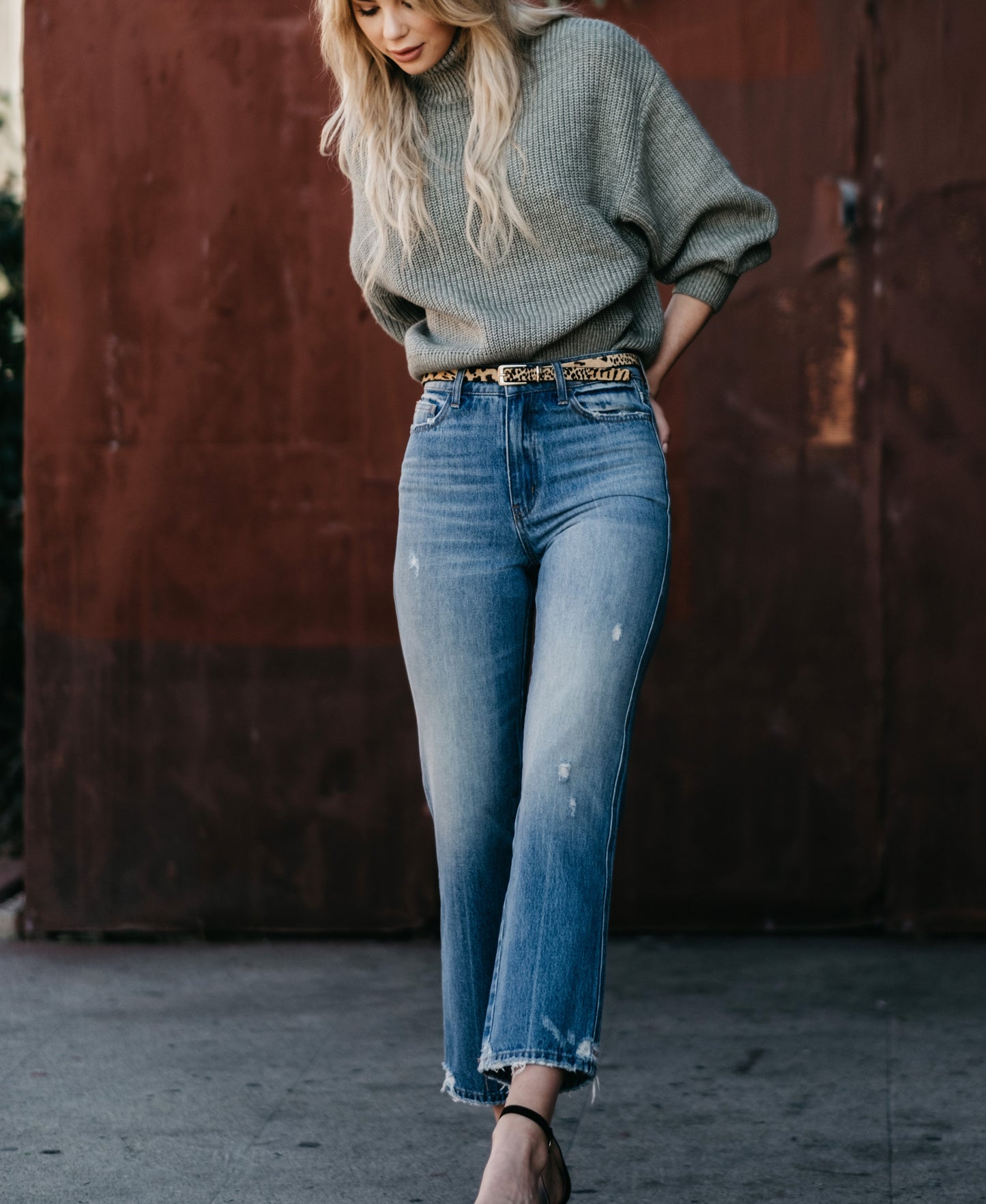 Brooklyn Super High Rise Distressed Hem Crop Straight Denim - Wild Luxe Boutique