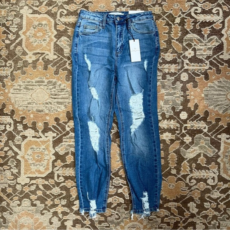 Jelly Jeans High Rise Distressed Straight Denim Jeans