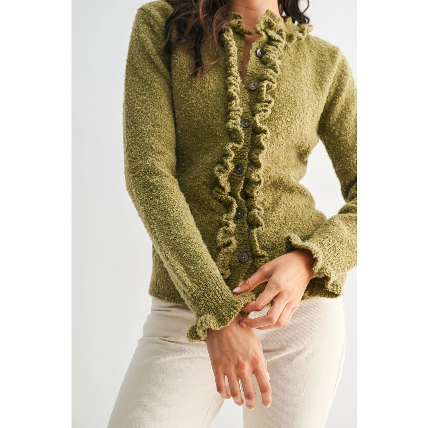 Cozy Ruffled-Trimmed Cardigan