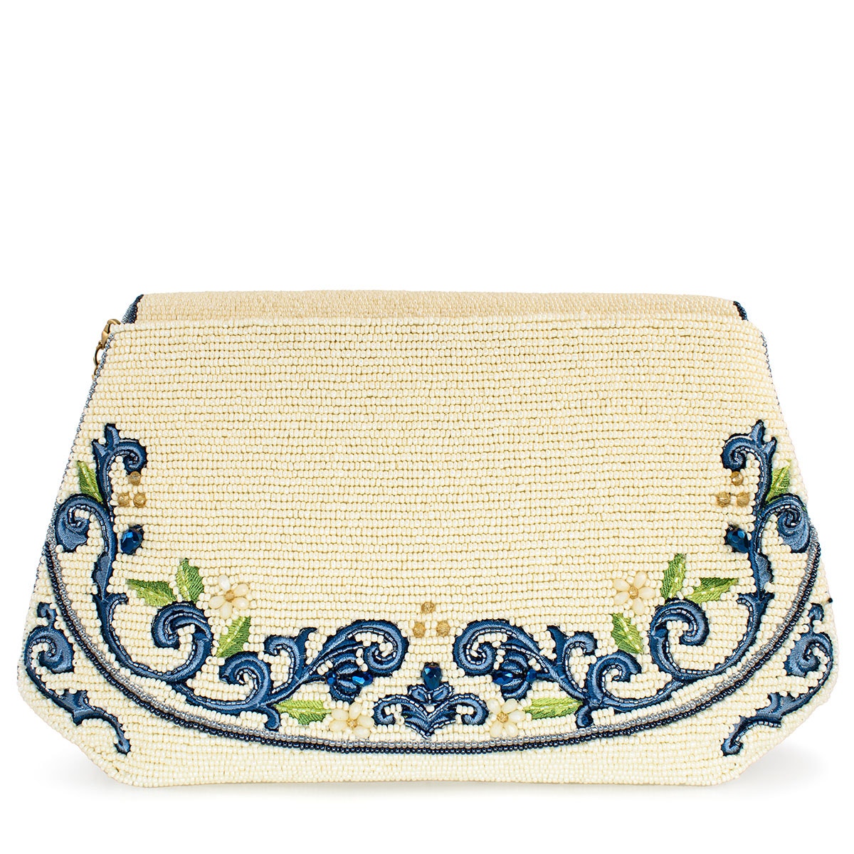Mary Frances Capri Lemons Yellow and Blue Beaded Crossbody Handbag