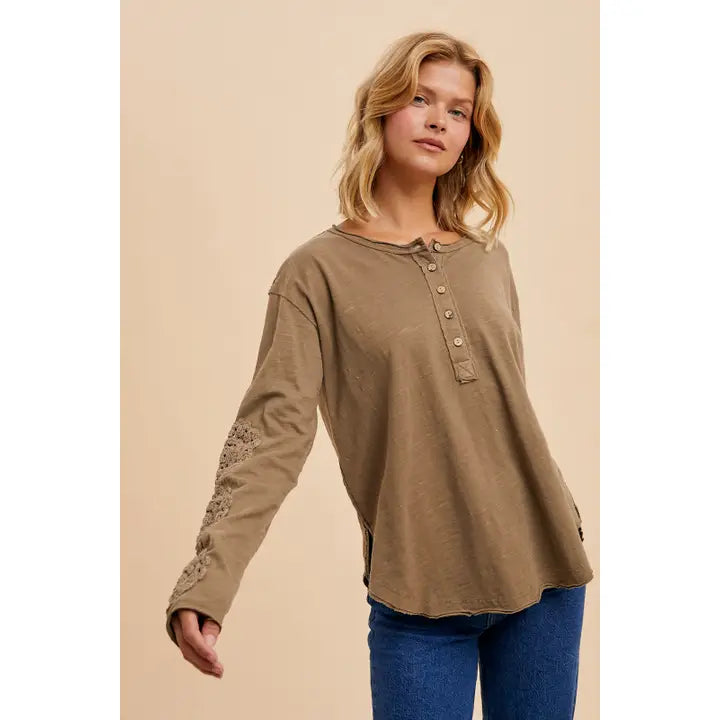 Crochet Patch Henley Top