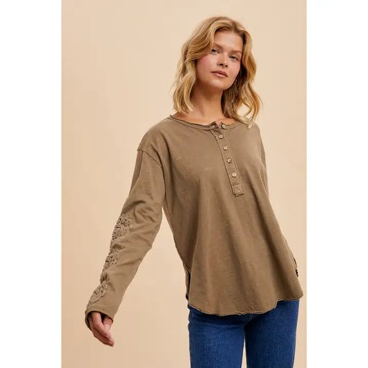 Crochet Patch Henley Top