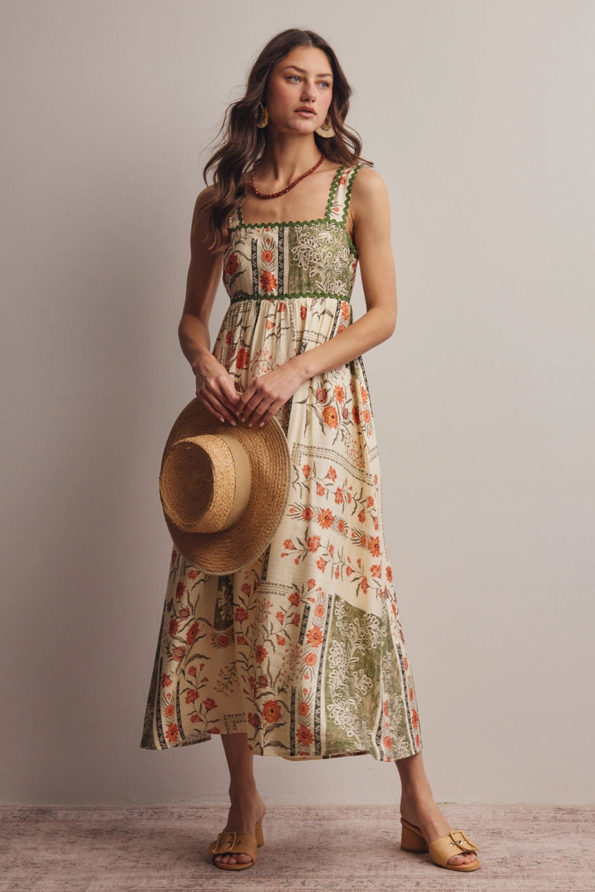 Printed Open-Back Maxi Dress