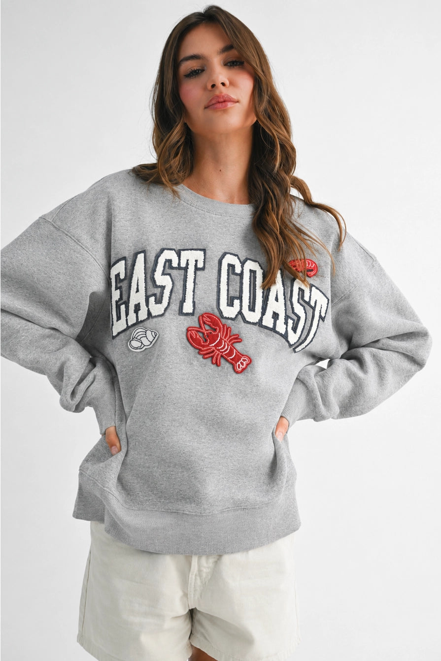 East Coast Grey Vintage Fleece Pullover Sweatshirt