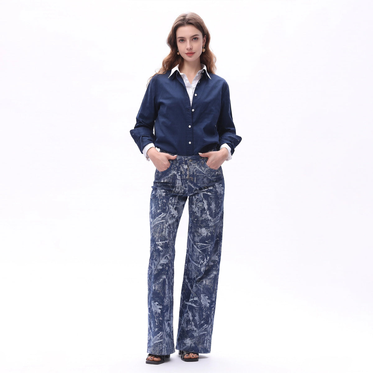 Woodland Mid-Rise Wide Leg Jeans