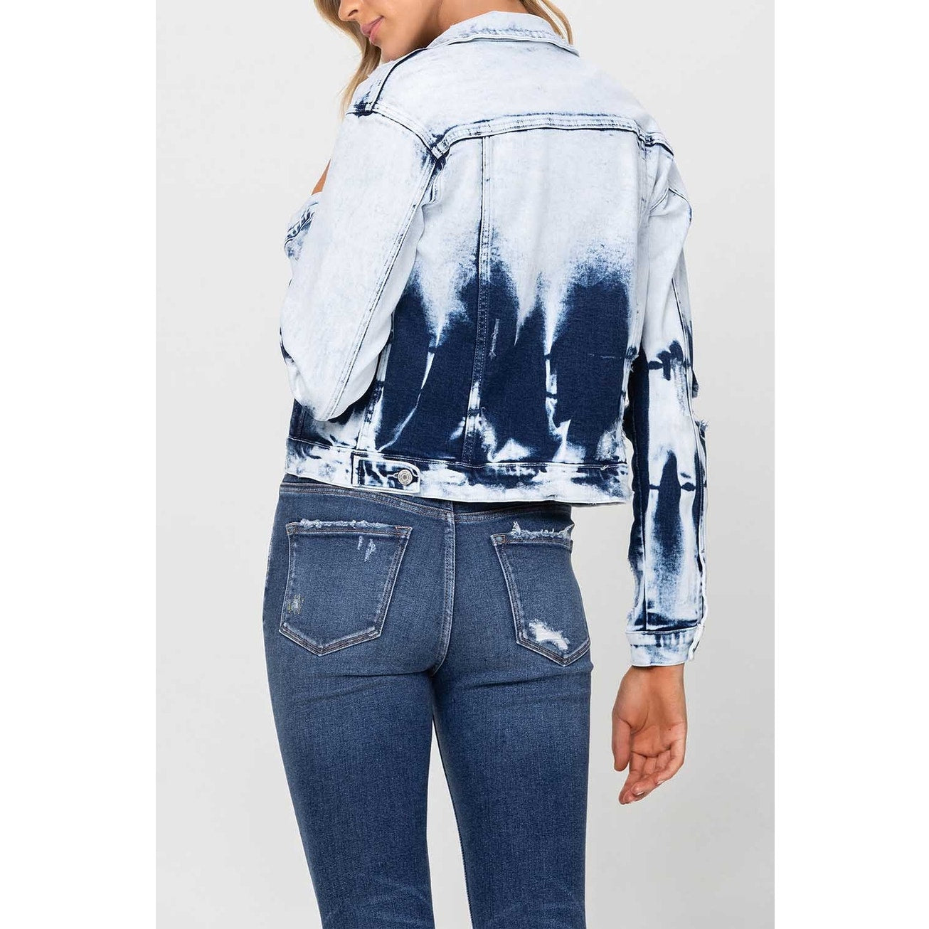 Classic Tie Dye Cropped Denim Jacket