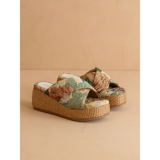 The Fresno Floral Raffia Platform Sandal