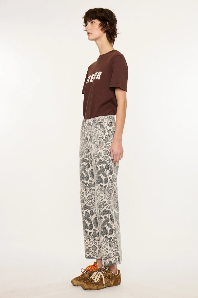 Ecru Mid-Rise Slim Ankle Nature Print Jeans