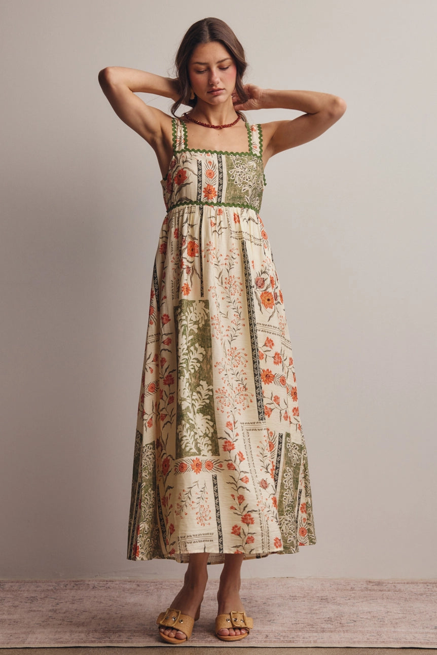 Printed Open-Back Maxi Dress
